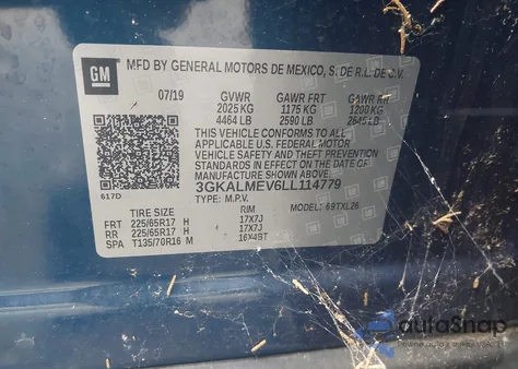 2020 GMC Terrain Fwd Sle z USA, uszkodzony, nr VIN 3GKALMEV6LL114779